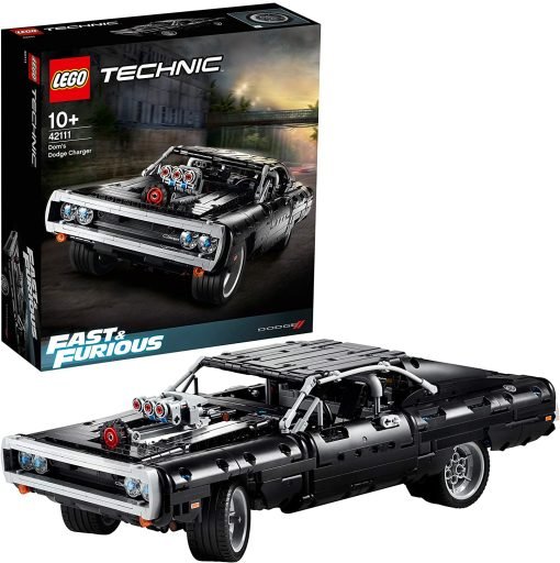 Modello montato e scatola di LEGO Technic Dom's Dodge Charger Fast & Furious, Modello di Auto da Corsa Iconico, Set di Costruzioni da Collezione, 42111