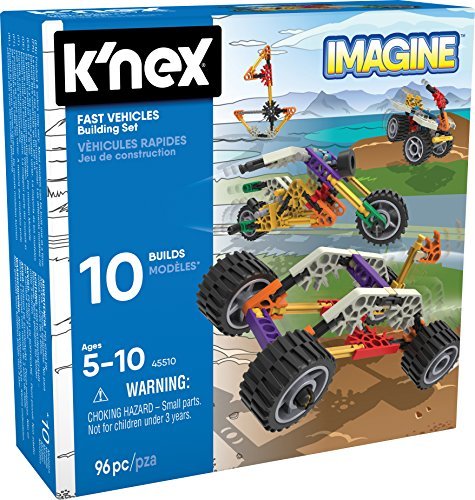 K'Nex Imagine 45510 10 Model Beginner Fun Fast Vehicles Building Set, Construction Toys for Sensory Play, 96 Piece Stem Learning Kit, Educational Toys Suitable for Girls and Boys Aged 5 +