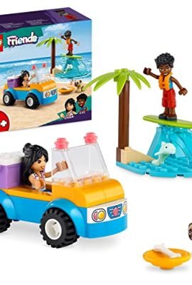 LEGO 41725 Friends Divertimento sul Beach Buggy con Macchina Giocattolo, Tavola da Surf, Mini Bamboline, Delfino e Cane, Giochi Estivi per Bambini e Bambine dai 4 Anni
