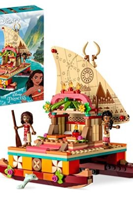 LEGO 43210 Disney Princess La Barca A Vela Di Vaiana Con Mini Bambolina Di Sina E Delfino, Giocattolo Creativo Per Bambine E Bambini Dai 6 Anni In Su