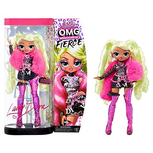 LOL Surprise OMG Fierce - Bambola LADY DIVA alla moda da 11,5"/29 cm con 15 sorprese, Inclusi abiti alla moda, accessori e supporto per bambola, per bambini dai 3 anni, multicolore, 1 confezione