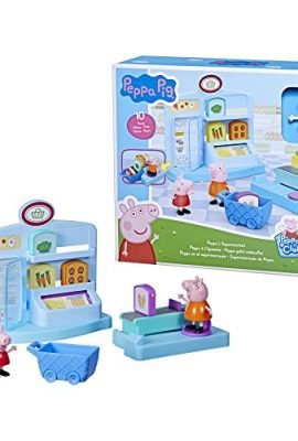 Peppa Pig Hasbro playset Peppa al Supermercato, Giocattolo per età prescolare, Include 2 Action Figure e 8 Accessori a Tema, dai 3 Anni in su, Multicolore
