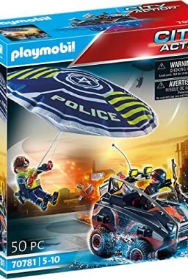 Playmobil City Action 70781 Paracadute della Polizia e Veicolo, Giocattoli per Bambini dai 5 Anni