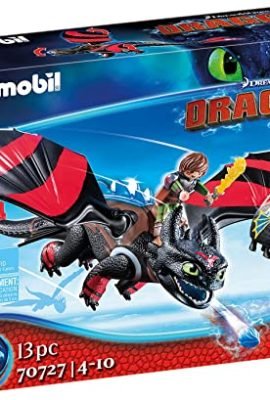 Playmobil DreamWorks Dragons 70727, Dragon Racing, Hiccup e Sdentato, con Effetti Luminosi, dai 4 Anni