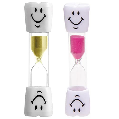 REQAG 2pcs Smiley Clessidra 3 Minuti Sandglass per Spazzolare i Denti Timer Orologio da Sabbia per Bambini e Adulti, Casa, Ufficio, Giochi(Rosa/yellow,3 Minuti)