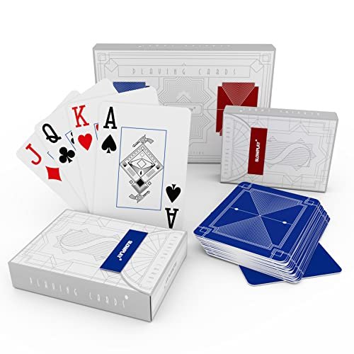 SLOWPLAY Carte da Gioco Poker Plastificate, 2 mazzi, 100% impermeabili all'acqua, in plastica, professionali