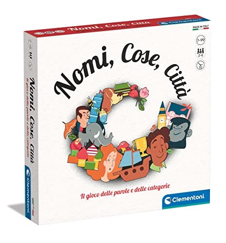 Clementoni- Nomi, Cose, Città Tavolo, società per Tutta la Famiglia, Gioco di vocaboli, 2-6 Giocatori, Bambini 7 Anni+, Made in Italy, Multicolore, 16634