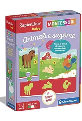 Clementoni- Sapientino Baby Animali e Sagome-Gioco Educativo 1 Anno (Versione in Italiano), Giochi Montessori, Puzzle tattile, Made in Italy, Multicolore, 16408