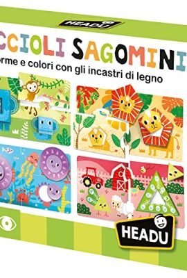 Headu Cuccioli Sagomini Forme E Colori Con Gli Incastri Di Legno It53627 Gioco Educativo Per Bambini 2-4 Anni Made In Italy