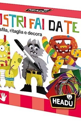Headu Mostri Fai Da Te Infila Sfila Ritaglia E Decora It29327 Gioco Art & Craft Per Bambini 4-8 Anni Made In Italy