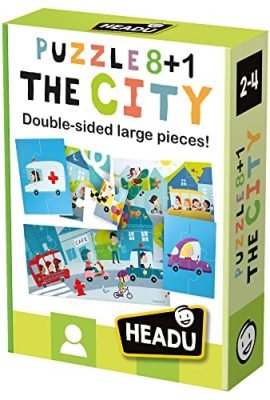 Headu Puzzle 8+1 City Grandi Pezzi Double-Face It20508 Puzzle Educativi Per Bambini Età 2+ Made In Italy