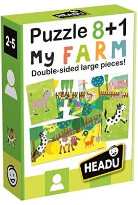 Headu Puzzle 8+1 Farm Grandi Pezzi Double-Face It20867 Puzzle Educativi Per Bambini Età 2+ Made In Italy