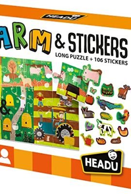 Headu Puzzle + Stickers The Farm Un Puzzle Lungo Da Completare Con Gli Stickers Mu24926 Gioco Educativo Per Bambini 3-6 Anni Made In Italy