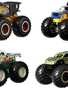 Hot Wheels GBP23 - Assortimento Monster Trucks 1:64 Die-Cast in confezione da 4 con ruote enormi, regalo per bambini dai 3 ai 6 anni, include 4 macchinine giocattolo [Esclusivo Amazon]