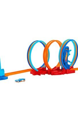 Hot Wheels Ultra Hots - Pista Triplo Loop, playset con 3 loop e 1 macchinina in scala 1:64 inclusa, collegabile ad altri set Hot Wheels e pieghevole per riporlo, giocattolo per bambini, 4+ anni, HPX93