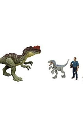 Jurassic World - Gioco d'azione Include Un Personaggio Umano e Dinosauri articolati, Oltre a Un Veicolo Dettagliato e Accessori, Giocattolo e Regalo per Bambini 4+ Anni, HLP79