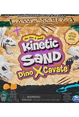 Kinetic Sand, Dino XCavate, realizzato in sabbia naturale, gioca con sabbia sensoriale e giocattolo per bambini dai 6 anni