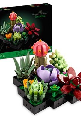 LEGO 10309 Icons Piante Grasse Artificiali, Set per Adulti, Arredamento Casa, Hobby Creativo, Idea Regalo Uomo o Donna, Collezione Botanica per Costruire 9 Piccole Piante, Kit Bouquet di Fiori