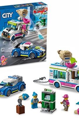 LEGO 60314 City Police Il Furgone dei Gelati e l'Inseguimento della Polizia, Giochi per Bambini e Bambine dai 5 Anni in su, Camion Giocattolo