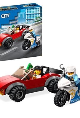 LEGO 60392 City Inseguimento sulla Moto della Polizia Giocattolo con Modello di Auto da Corsa e 2 Minifigure, Giochi per Bambini e Bambine, Idea Regalo