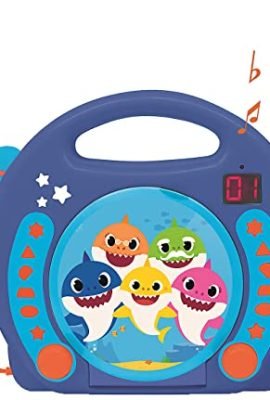 Lexibook Baby Shark Nickelodeon -Lettore CD Karaoke con 2 microfoni integrati, Funzione di programmazione, Jack per cuffie, per i bambini, AC o batterie, blu/arancione, RCDK100BS