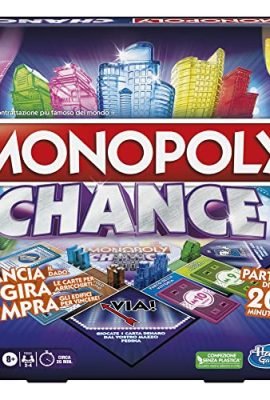 Monopoly Chance - gioco da tavolo, gioco per famiglie di Monopoly veloce da 2 a 4 giocatori, 20 min. circa