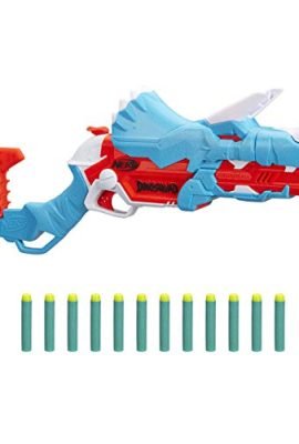Nerf- Hasbro DinoSquad Tricera-Blast, Blaster con alloggiamento per Caricamento di 3, 12, Supporto dardi e Design Dinosauro Triceratopo, Multicolore, 6.4 x 54.6 x 24.1 cm, F0803EU4