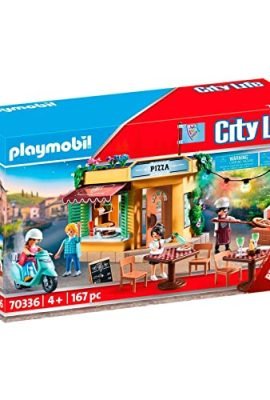 Playmobil City Life 70336, Pizzeria con tavoli all'aperto, Con effetti luminosi, Dai 4 anni