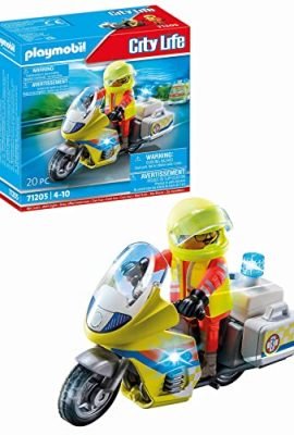 Playmobil City Life 71205 Soccorritore con moto, per bambini dai 4 anni in su, con dettagliati accessori