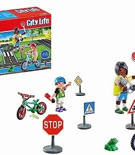 Playmobil City Life 71332 Educazione stradale, Corso di bicicletta, segnali stradali in bicicletta e altro, giocattolo per bambini dai 4 anni in su