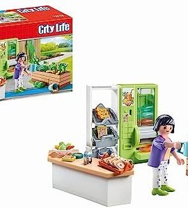 Playmobil City Life 71333 Chiosco mensa, chiosco automatico con distributore di bottiglie riempibili, giocattolo per bambini dai 4 anni in su