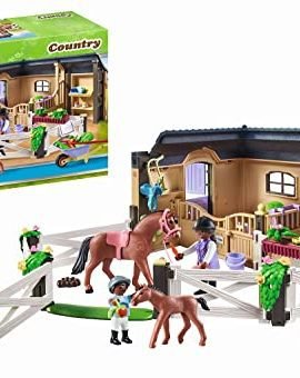 Playmobil Country 71238 Stalla con recinto, box per cavalli con paddock annesso, cavallo e puledro per il maneggio, giocattolo per bambini dai 4 anni in su