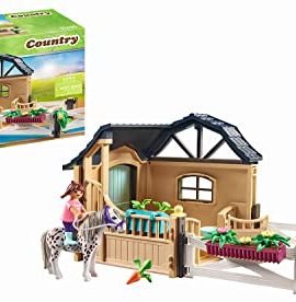 Playmobil Country 71240 Estensione stalla, Set di estensione con pony, adatto per ampliare il maneggio, giocattolo per bambini 4 anni in su