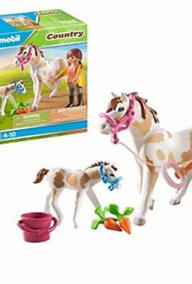 Playmobil Country 71243 Ragazza con cavallo e puledro, Animali per il maneggio e la fattoria, Giocattolo per bambini dai 4 anni in su