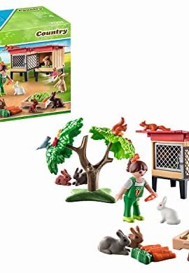 Playmobil Country 71252 Recinto dei conigli, Animali per la fattoria biologica, Giocattoli sostenibili per bambini dai 4 anni in su