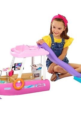 Barbie - Barca dei Sogni, Playset con piscina, scivolo, un delfino e 20+ accessori, giocattolo per bambini, 3+ anni, HJV37