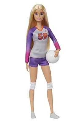 Barbie Carriere - Barbie Pallavolista, bambola snodata con divisa sportiva, palla e accessori, giocattolo per bambini, 3+ anni, HKT72
