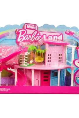 Barbie Mini BarbieLand - Mini Casa dei sogni 1, playset con bambola 3,8 cm a sorpresa, mobili, accessori, ascensore e piscina inclusi, giocattolo per bambini, 4+ anni, HYF45