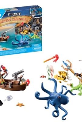 PLAYMOBIL Pirates 71636 Calendario dell'Avvento: Pirati, 24 sorprese, tra cui due personaggi, un gigantesco polpo e accessori, Calendario dell'Avvento 2024, giocattolo per bambini dai 4 anni in su